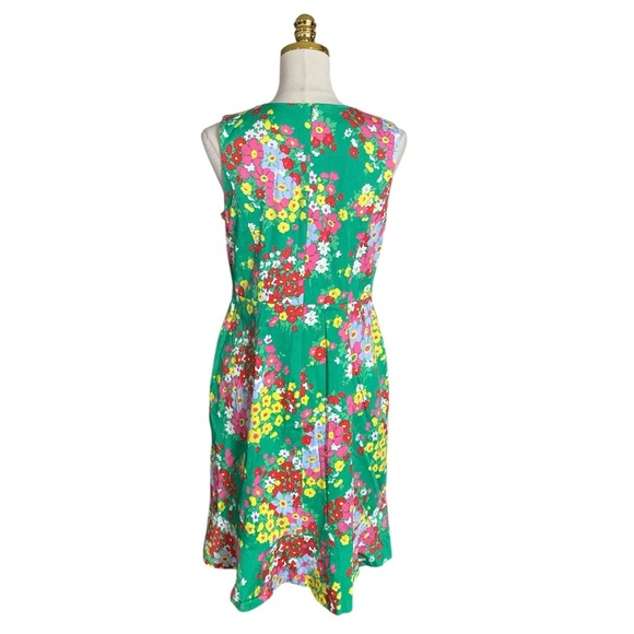 TALBOTS Green Cotton Blend Floral Flounce Hem Sleeveless Shift Dress Women’s 6 - Picture 7 of 9